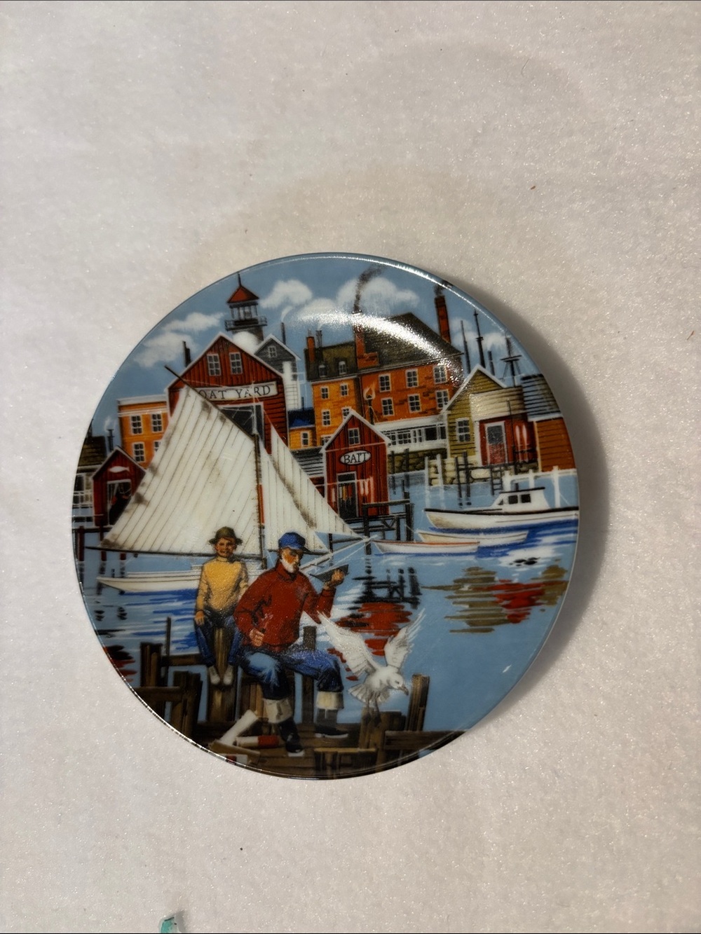 Nautical Harbor Decorative Plate — Blue Multi-Color